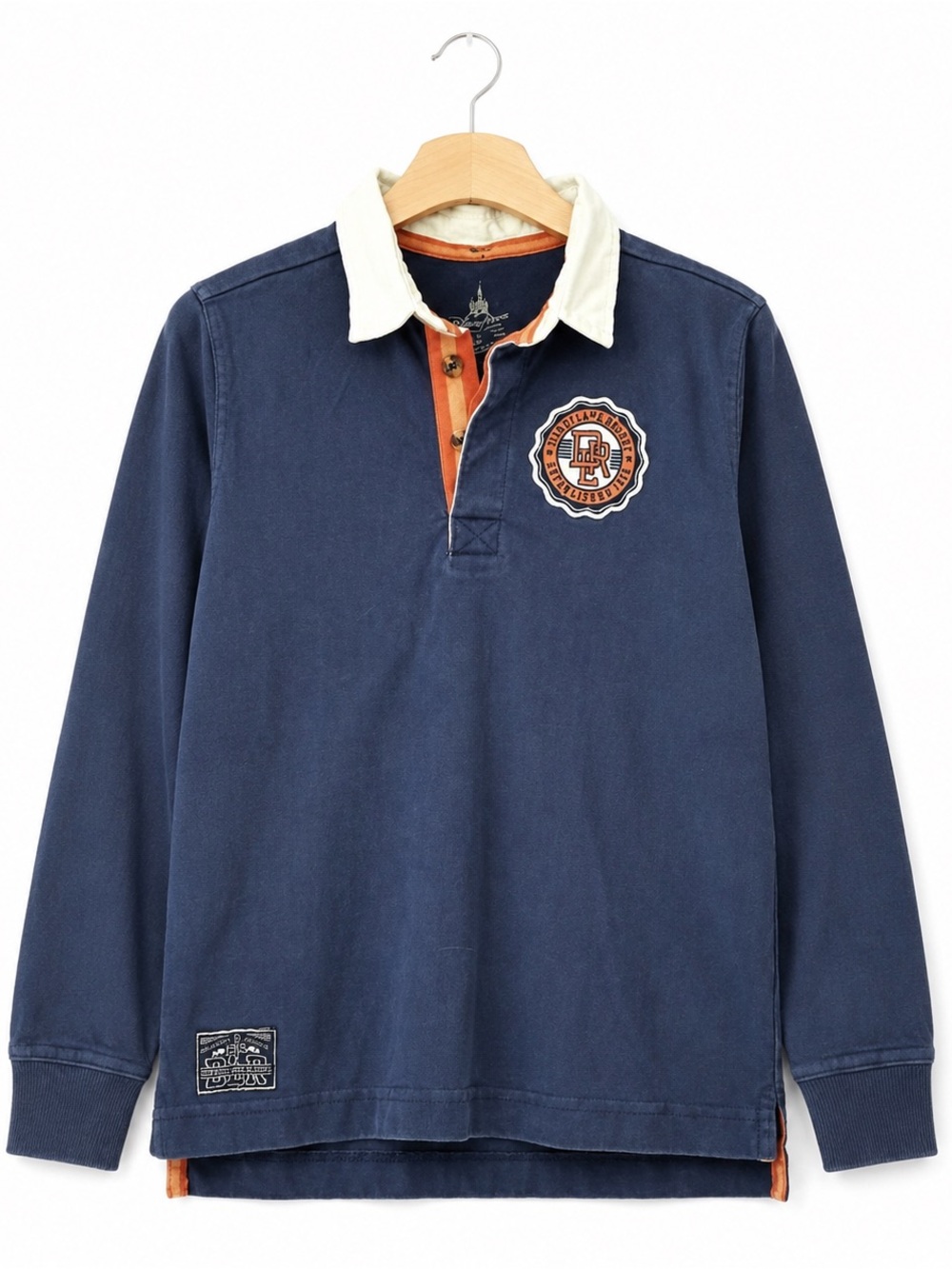 VTG Disneyland Resort Rugby Polo Shirt Toddler Boys 4T Navy Orange Long Sleeve